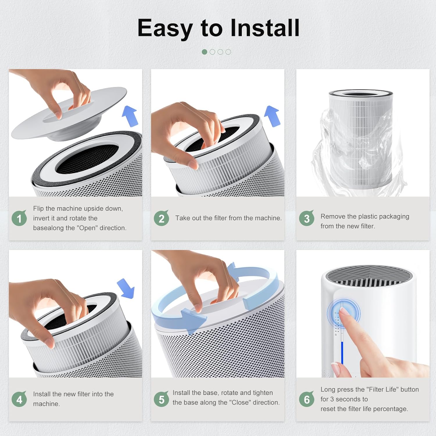 Kilo Air Purifier Filter Replacement, Compatible with Afloia KILO, KILOPLUS, KILOPRO, MIRO,MIRO PRO,MORENTO MR-Kilo and Kalo,CUCKOO CAC-I0510FW Air Purifier, 360° 3-Stage Filtration, 2 Pack - Image 8