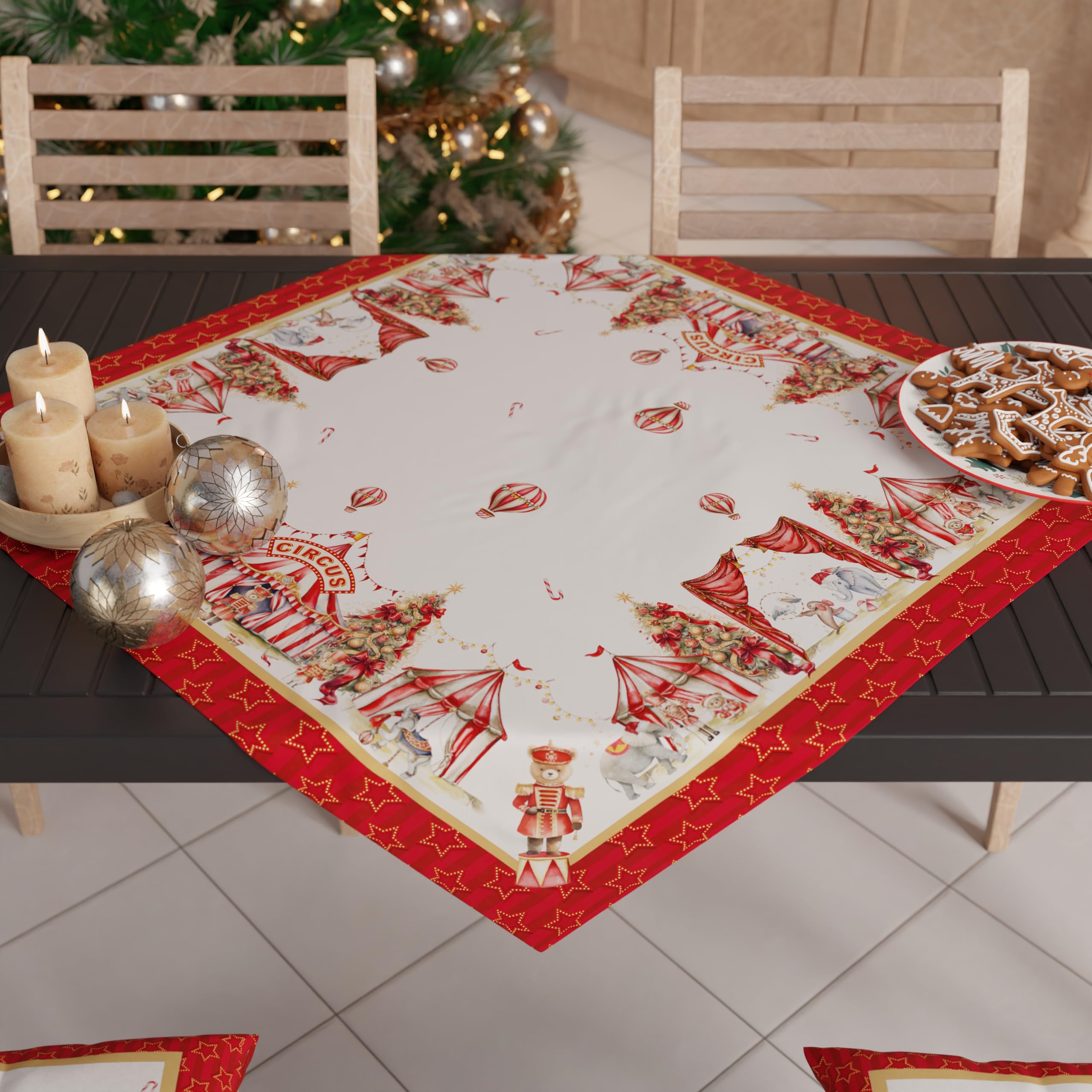 PETTI Artigiani Italiani, Christmas Centerpiece, Christmas Kitchen Table Centerpiece, 90x90 cm Centerpiece Runner