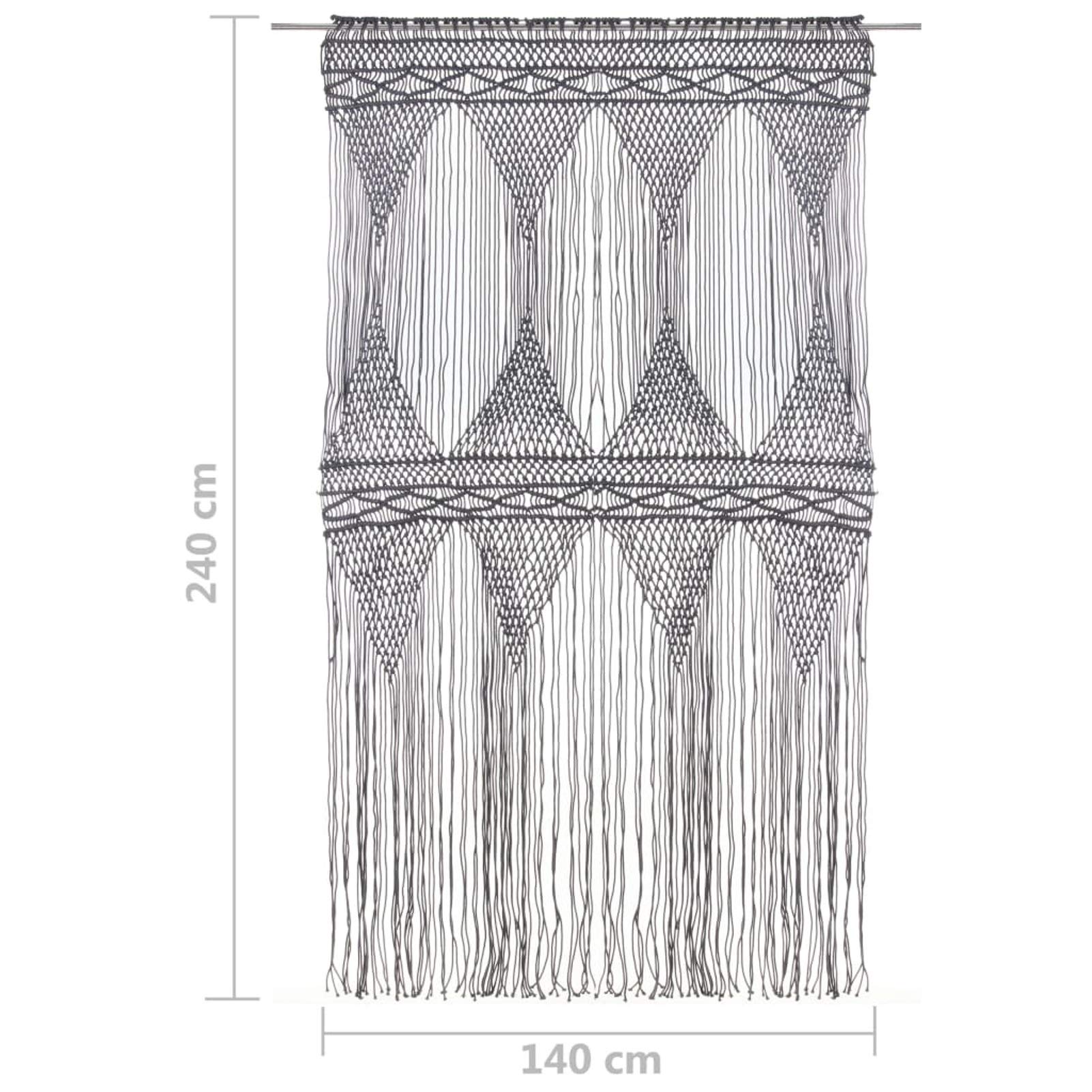 Homgoday Szara bawełniana zasłona makrama antracyt 140x240 cm