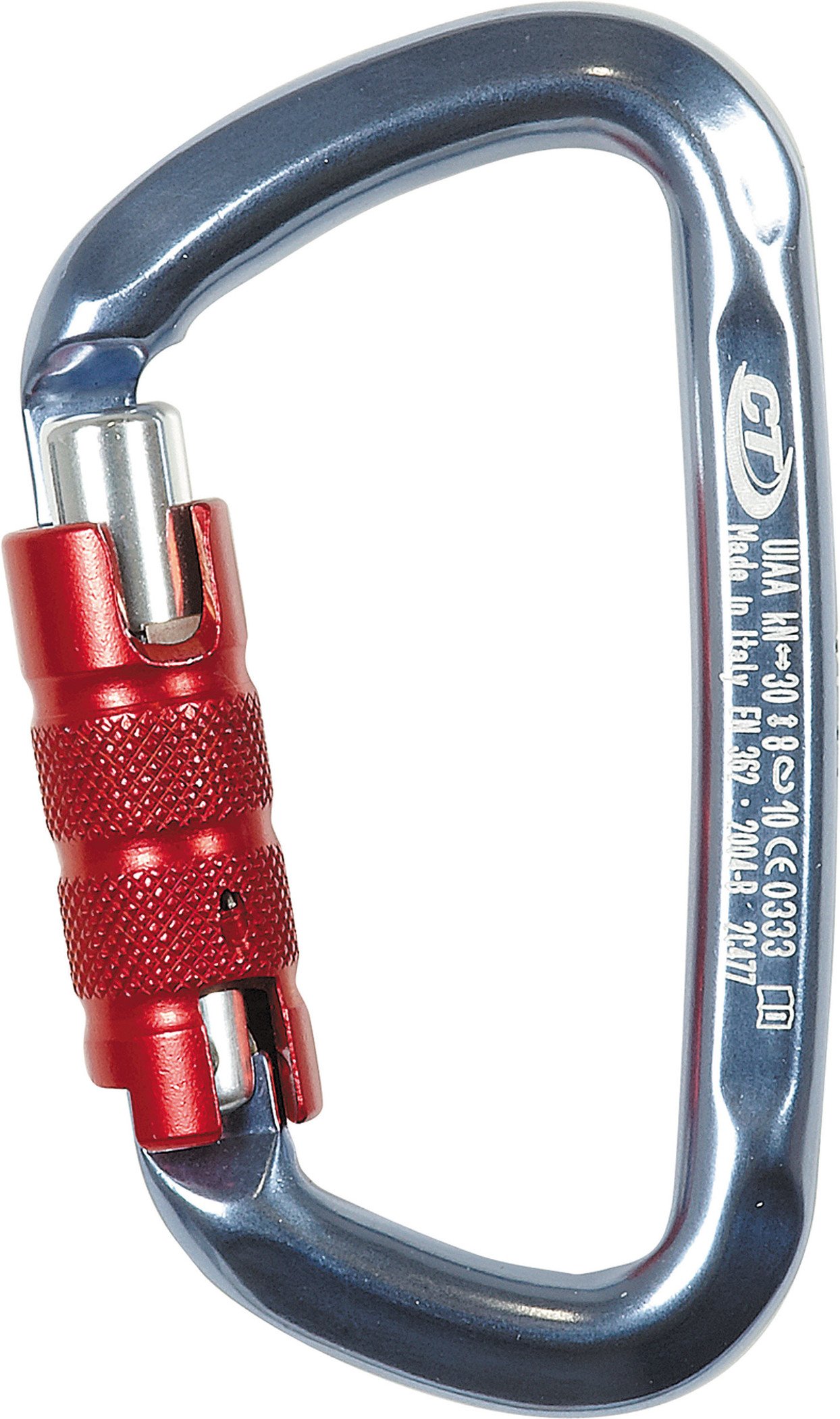 Climbing Technology D-Shape TG Moschettone a D con Ghiera 3 Movimenti, Blu