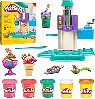 Play-Doh Rainbow Swirl Ice Cream Playset: 7 Kitchen Accessories, Multicolor Swirls & Toppings for Kids 3+