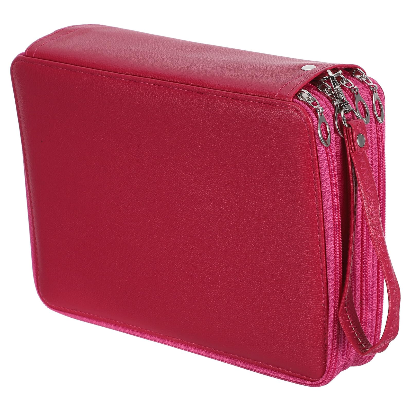 NUOBESTY Trousse à Crayons de Couleur Zippée Grosse Capacité 184 Emplacements, 4 Couches Multicouches, Paquet de Rangement Étanche Rose pour Fournitures Scolaires et Artistiques,