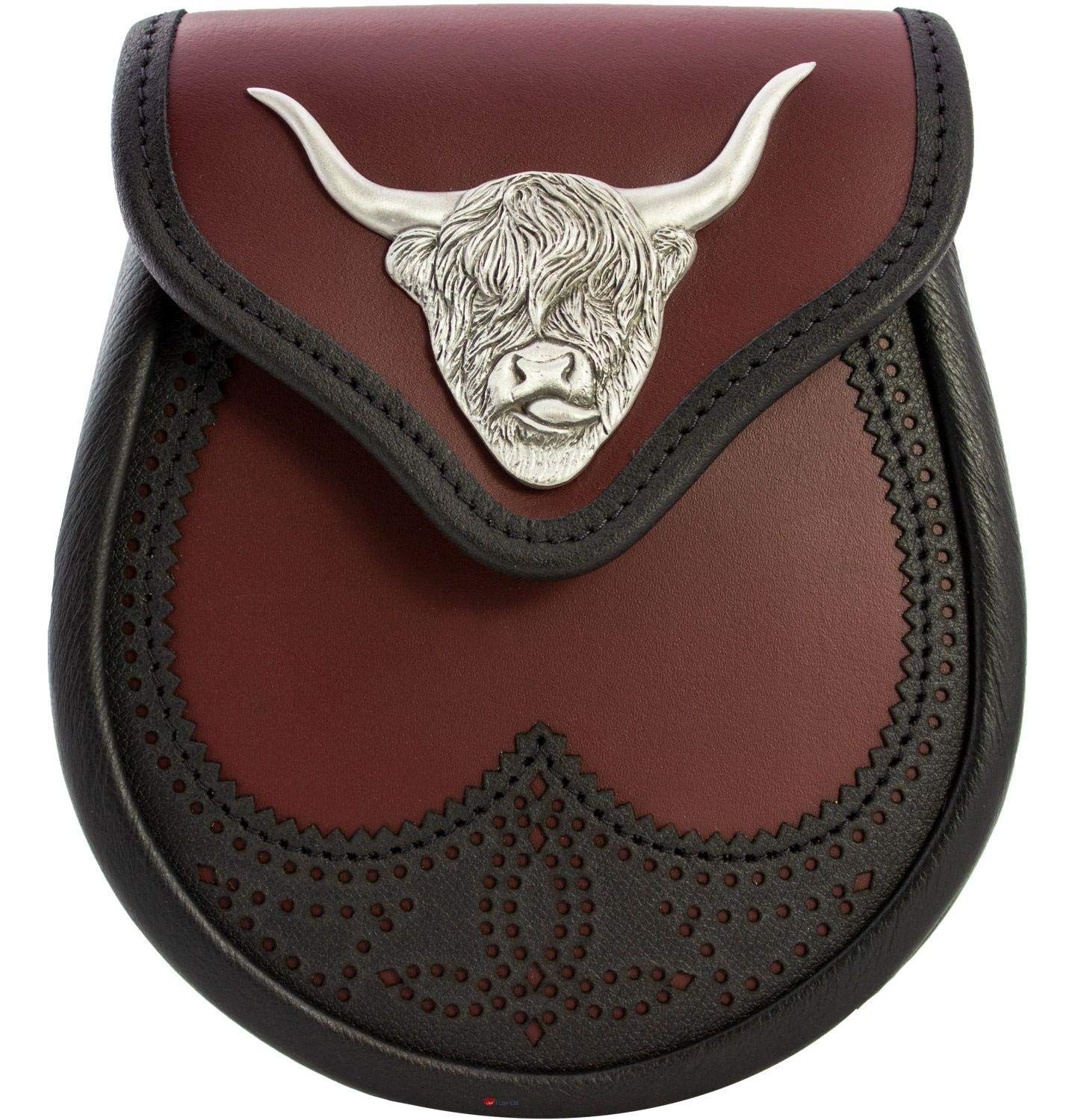 I LUV LTD Day Kilt Sporran, Cuoio Morbido 4 Stili Prodotto in Scozia con Catena in Vita