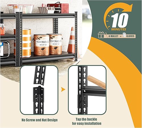 Miniatura 6 de Estantería de metal resistente de 2 niveles, 40 pulgadas de ancho x 18 pulgadas de profundidad x 36 pulgadas de alto, estilo industrial, 2 estantes,