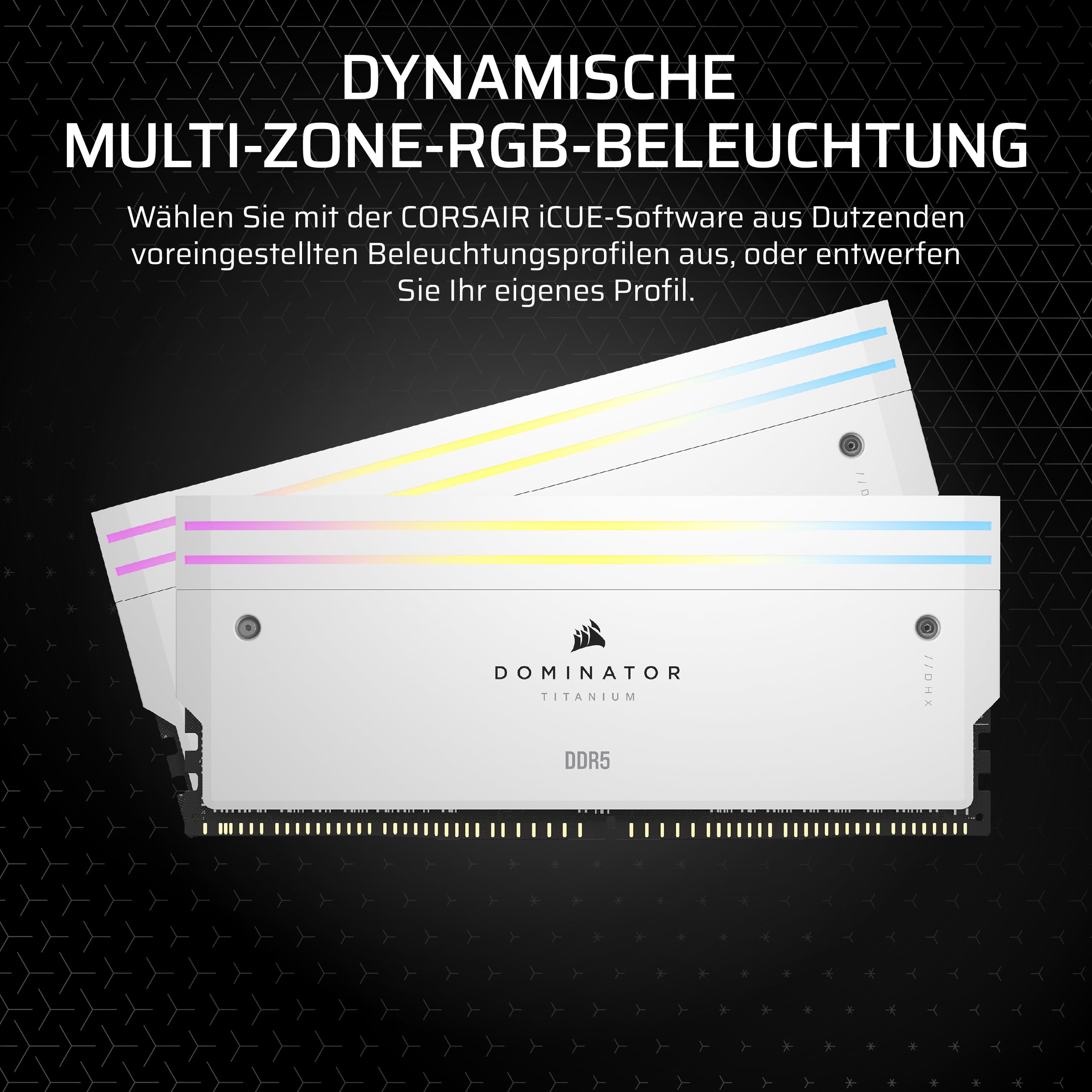 CORSAIR Dominator Titanium DDR5 RGB Lichtverstärkungs-Kit – 2X Module – 0GB RAM – CORSAIR iCUE-Kompatibel – Weiß
