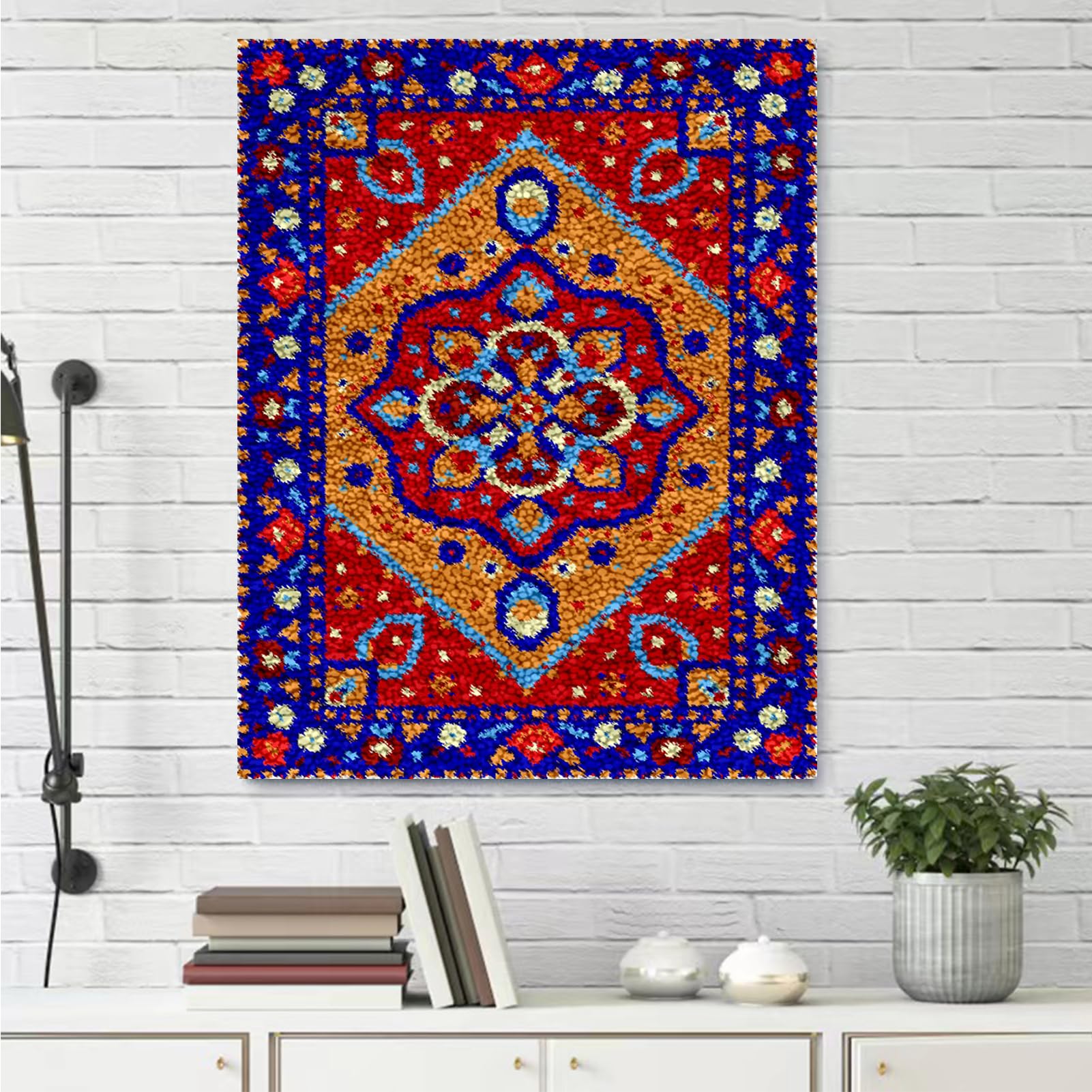 Kit per tappeto con gancio a scatto per adulti, kit fai da te per ricamo, con tela stampata, filato all'uncinetto, cuscino per pavimento, grande gancio, kit per la decorazione della casa, 55 x 75 cm