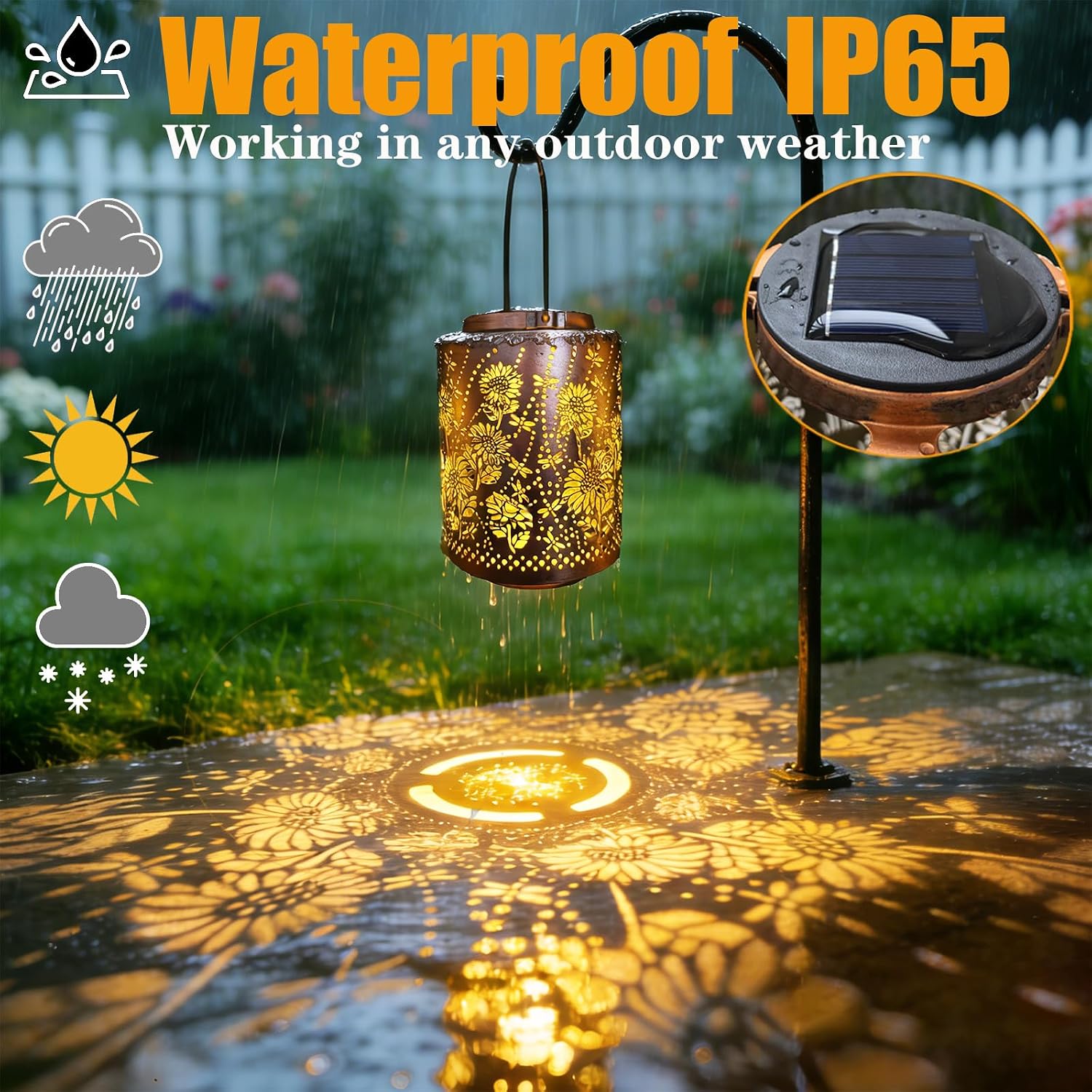 Merrytech Solar Lanterns Outdoor Waterproof Sunflower Dragonfly image 4