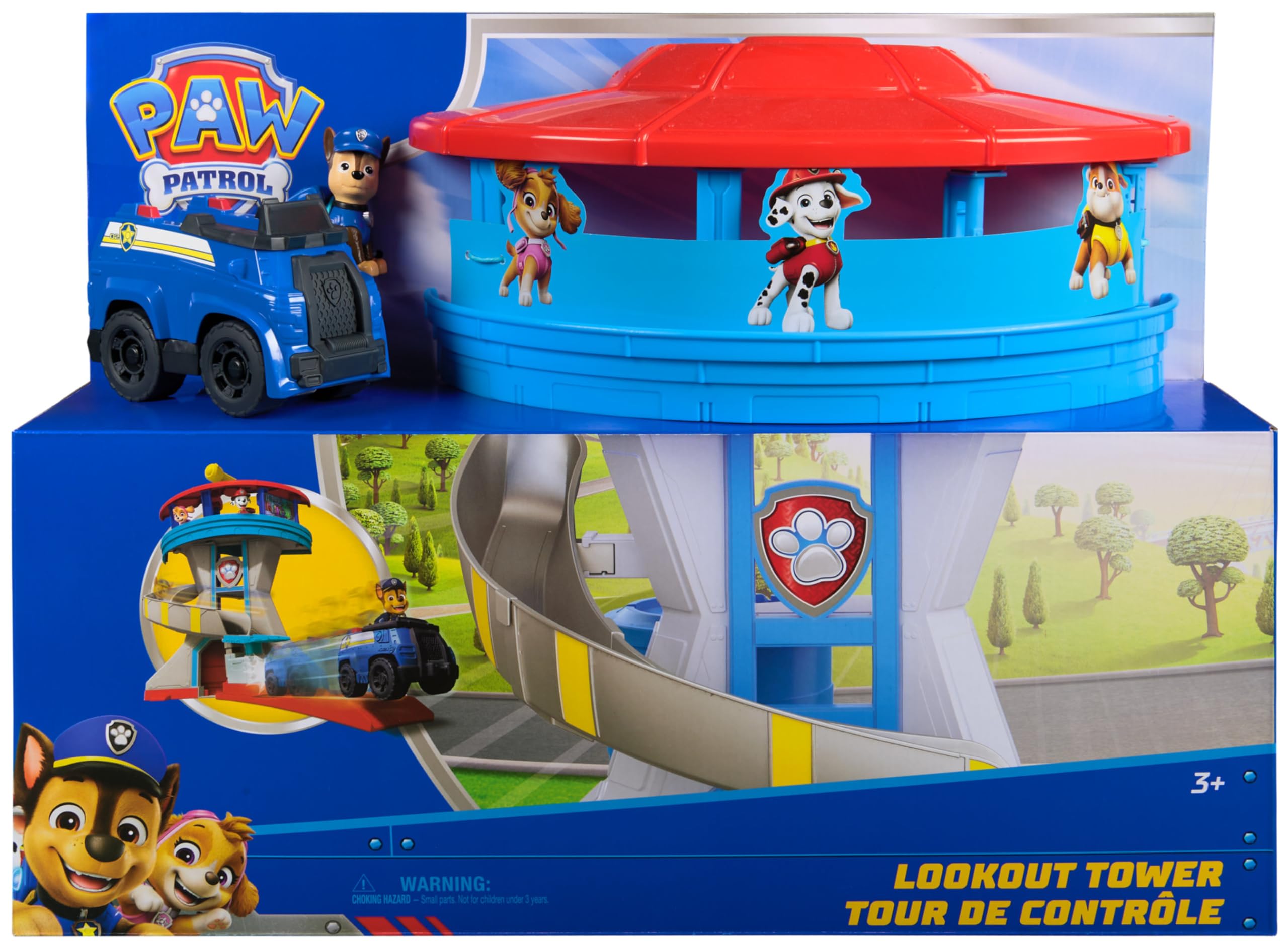PAW PATROL - Lookout Tower, über 50 cm hoch, Hauptquartier Spielset mit 1 Basis Polizei-Fahrzeug, 2 Chase Figuren und Zubehör, geeignet für Kinder ab 3 Jahren
