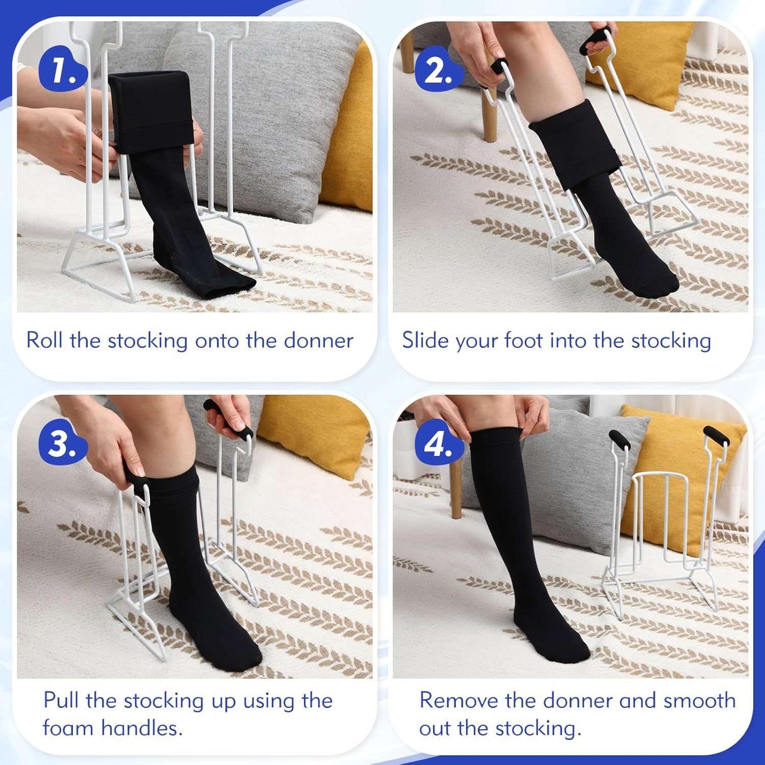 Nuogo 2 Pcs Stocking Donner Compression Sock Aid Device Adaptive Dressing Sock Aid Tool for Putting on Compression Socks Helper Tool for Fits Calf Circumference Under 16 Inches