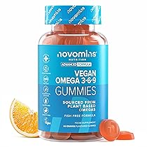 Gommose Omega 3 6 9 – Fornitura 1 Mese – Integratore Multivitaminico per Cuore Mente Occhi – Per Vegani e Vegetariani – Omega 3 6 9 Masticabile – Alternativa Vegan Olio di Pesce – Novomins