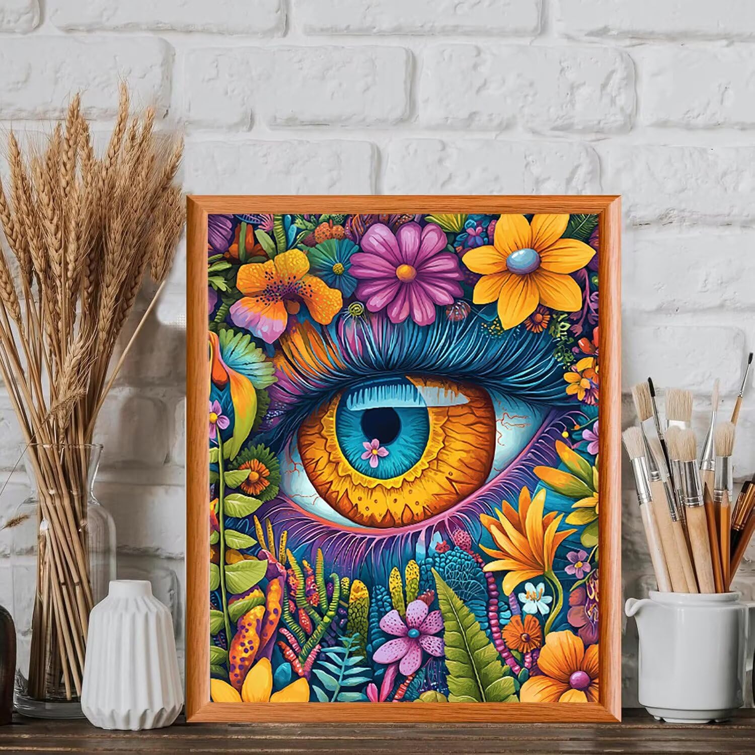 WEISHIWE Occhio floreale Dipingere con i Numeri per Adulti, 70x90cm a-438 | Paint by Numbers Kit con Pennelli e Acrilico Pigmento, Fai da te Olio La Pittura di Numeri Kit, Decora la Casa, senza Cornice