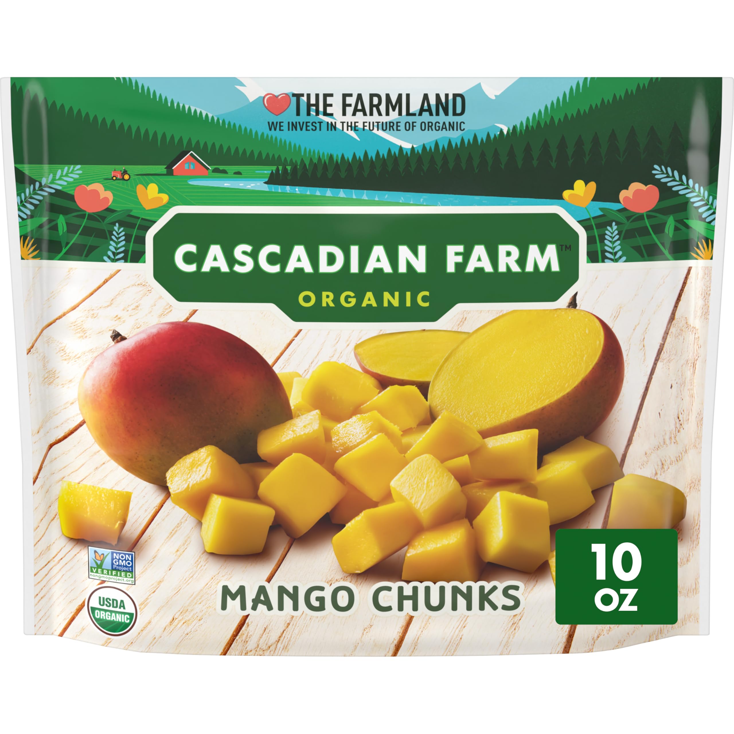 Cascadian Farm Organic Mango Chunks, Frozen Fruit, Non-GMO, 10 oz Bag