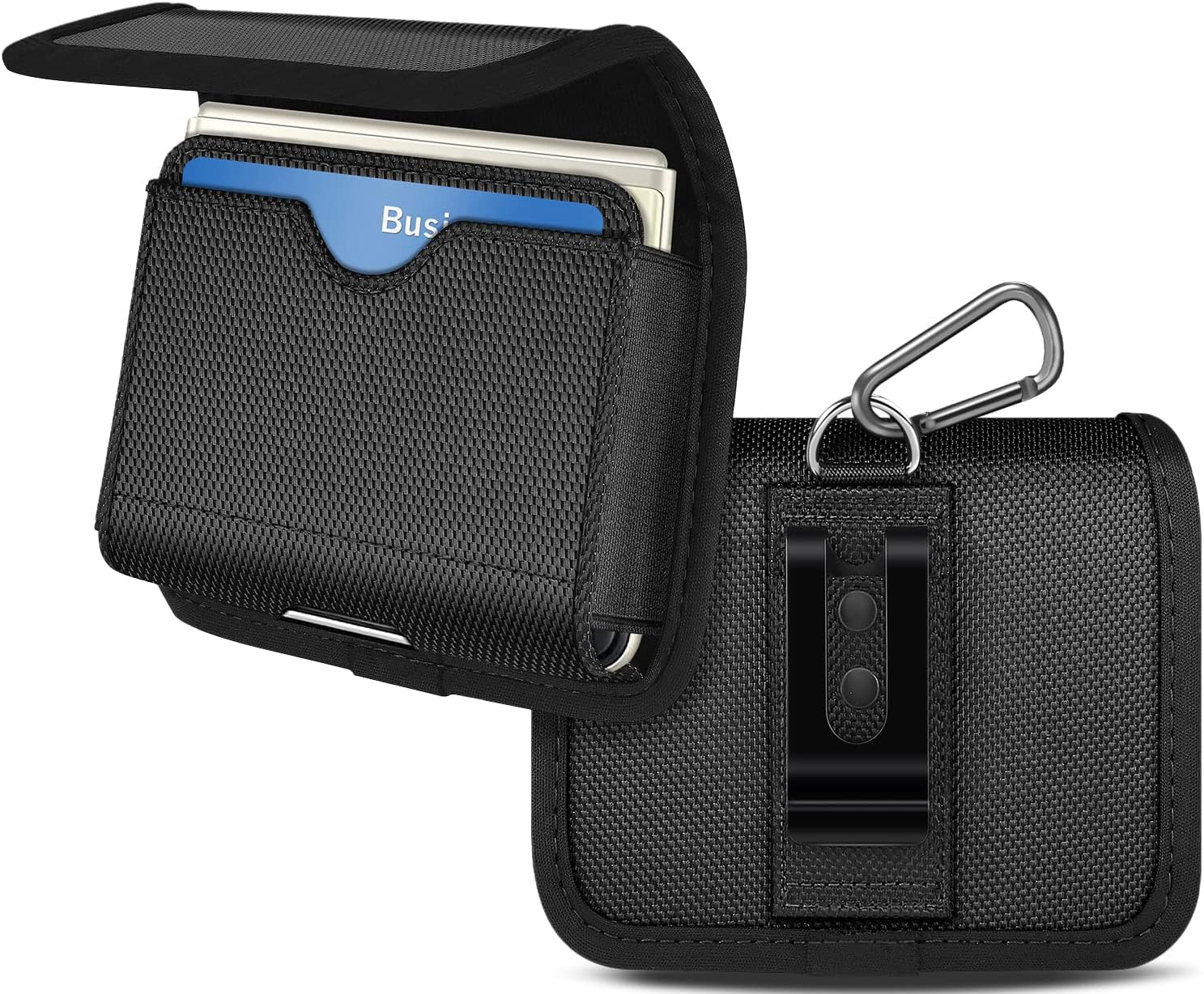 Holster for Samsung Galaxy Z Flip 7 6, 5, 4, 3 - Belt Holder with ID Card Pouch (Fits Phone with Case) Black