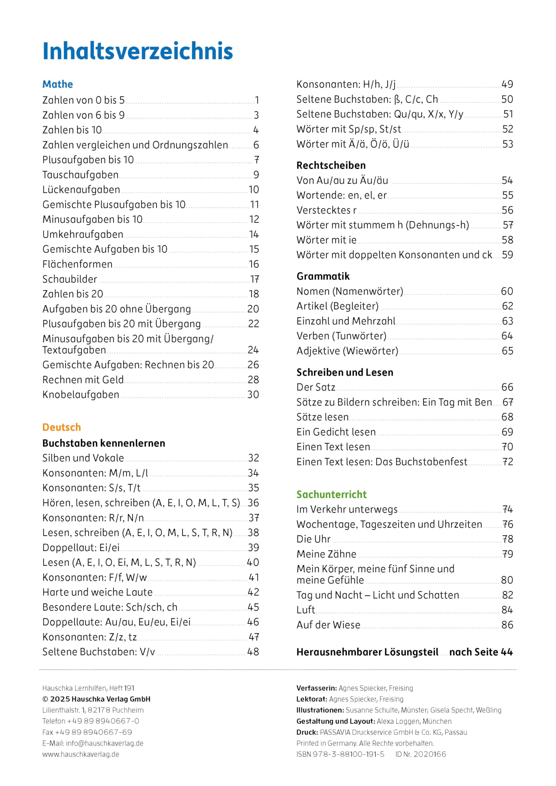 Erfolgreich durch die 1. Klasse – Mathe, Deutsch, Sachunterricht: Übungsheft 1. Klasse komplett, Rechnen bis 20, Buchstaben, Wörter, Schreiben, Lesen ... für das gesamte Schuljahr, Band 191)