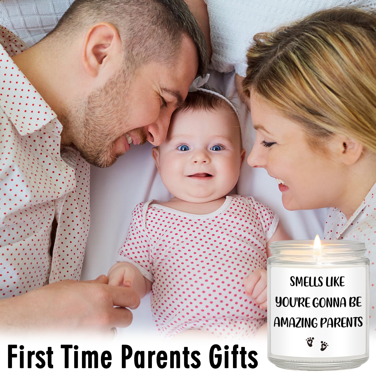 Geschenkset für frischgebackene Eltern, Kerze für werdende Mama und Papa