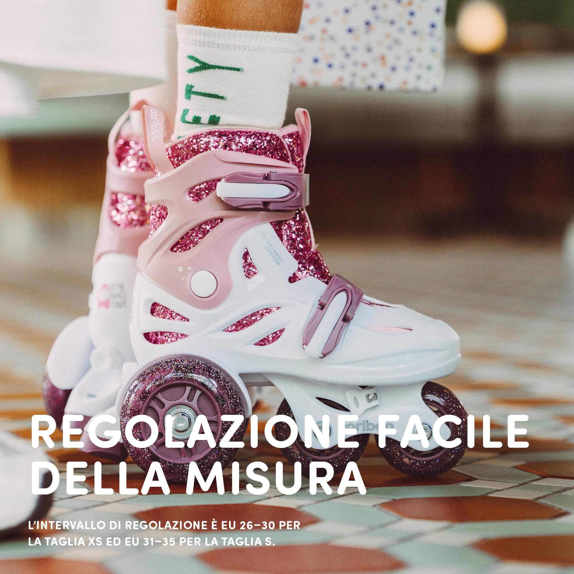 Cariboo Pattini A Rotelle Per Bambini Per Principianti Regolabili Con Ruote Broccato Ballerina