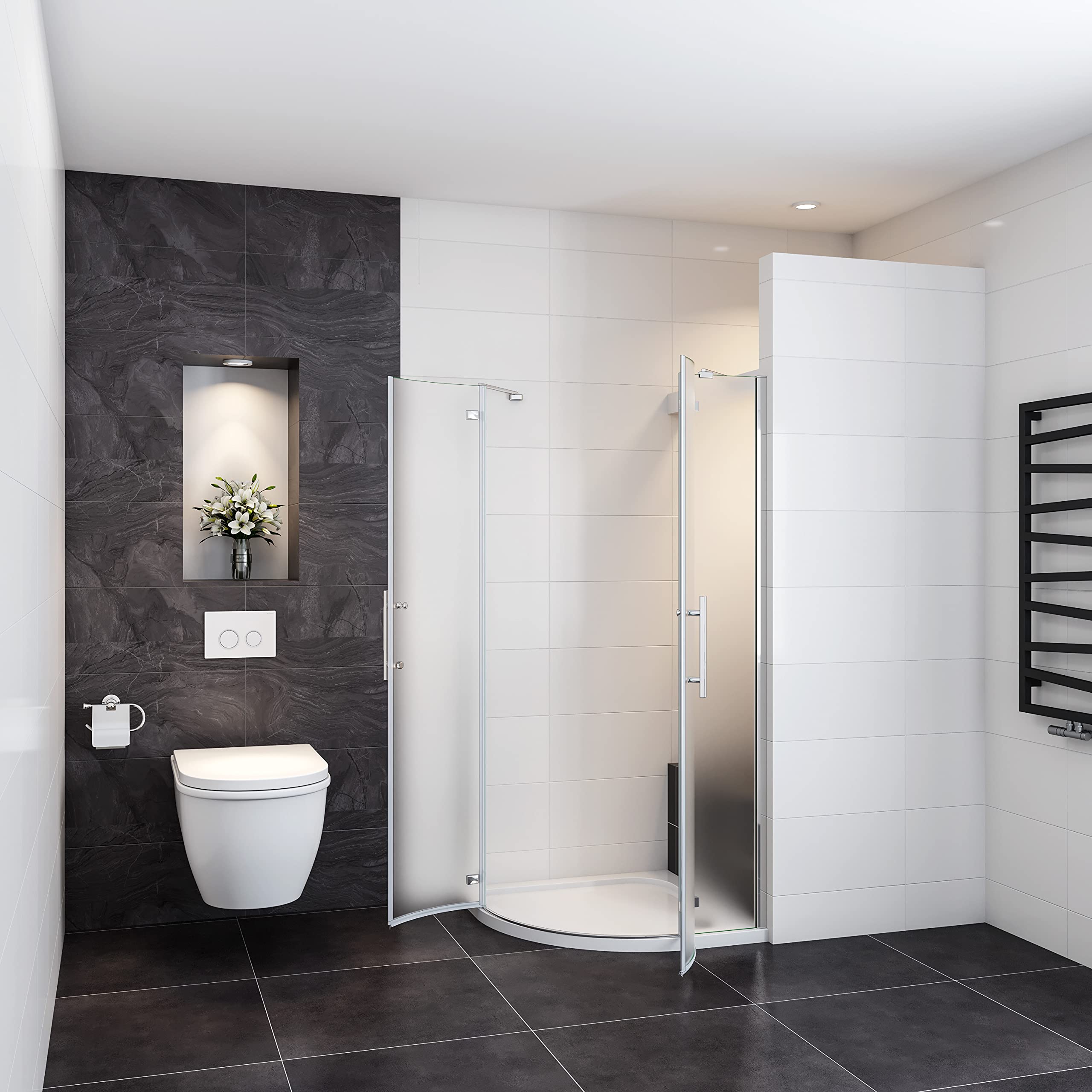 Box Doccia Semicircolare alto 195 cm 80x80 cm Satinto Vetro 6mm