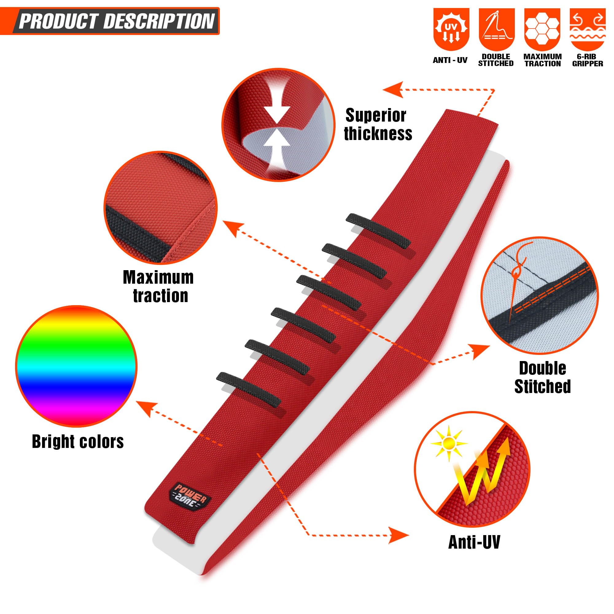 Housse Siège Moto MCHMFG Antidérapante - Universelle Vert Motocross