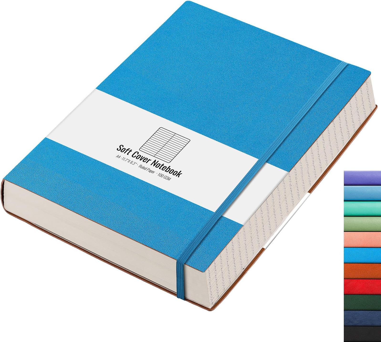 Lined Journal Notebook - Thick Journal 320 Pages, A4 Large Notebook College Ruled, 8.5''×11'', 100gsm Thick Paper, Leather Softcover Notebook for Work School - Blue
