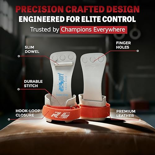 Miniatura 3 de Reisport Puños de gimnasia de barra alta para hombres, correas de cuero duraderas para un agarre seguro, empuñaduras para barras de gimnasia para