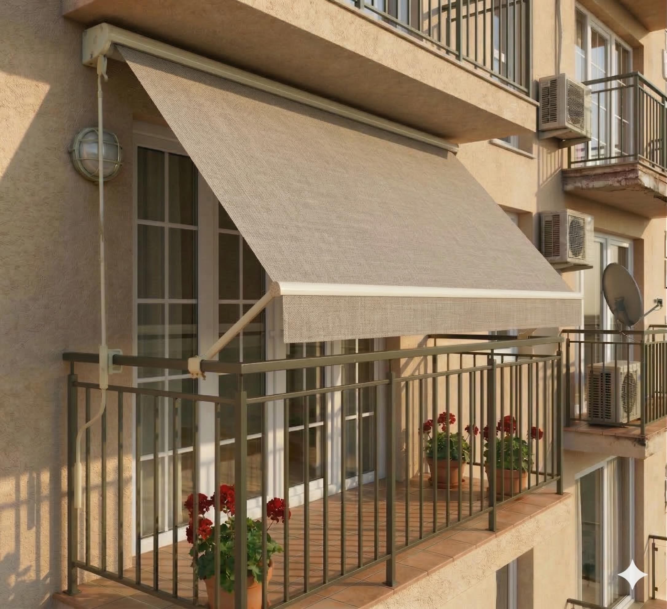 Aeffe Tenda da Sole a Caduta 300 x 250 cm Avvolgibile Estensibile Struttura Alluminio Tessuto 280gr/mq Beige