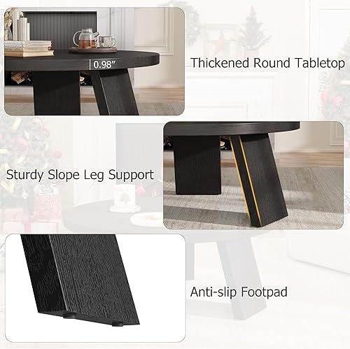 Miniatura 5 de IDEALHOUSE Mesa auxiliar redonda de 33.5 pulgadas, mesa central circular moderna con patas inclinadas, mesas de cóctel decorativas para sala de