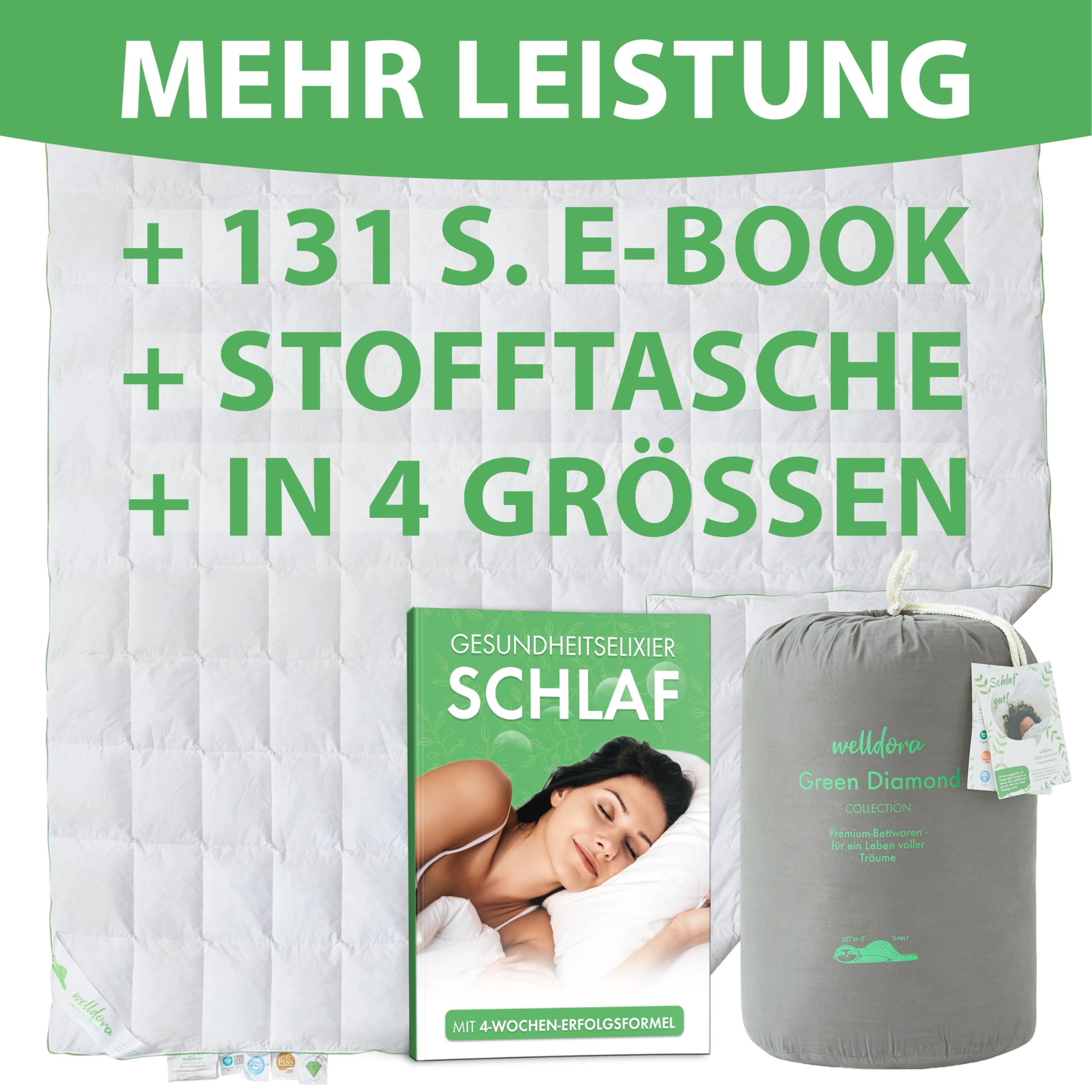 Welldora Komfort Bettdecke 135x200 Sommer 100% Extraweiche Federn & Daunen Oeko-Tex Allergiker Tierwohl Daunendecke