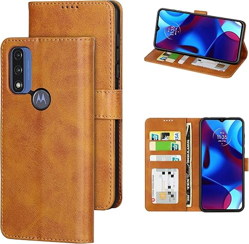 Funda para Moto G Pure (2021)Moto G Power (2022)Moto G Play (2023) Funda de piel sintética con tapa 3 ranuras para tarjetas, 1 bolsillo para dinero
