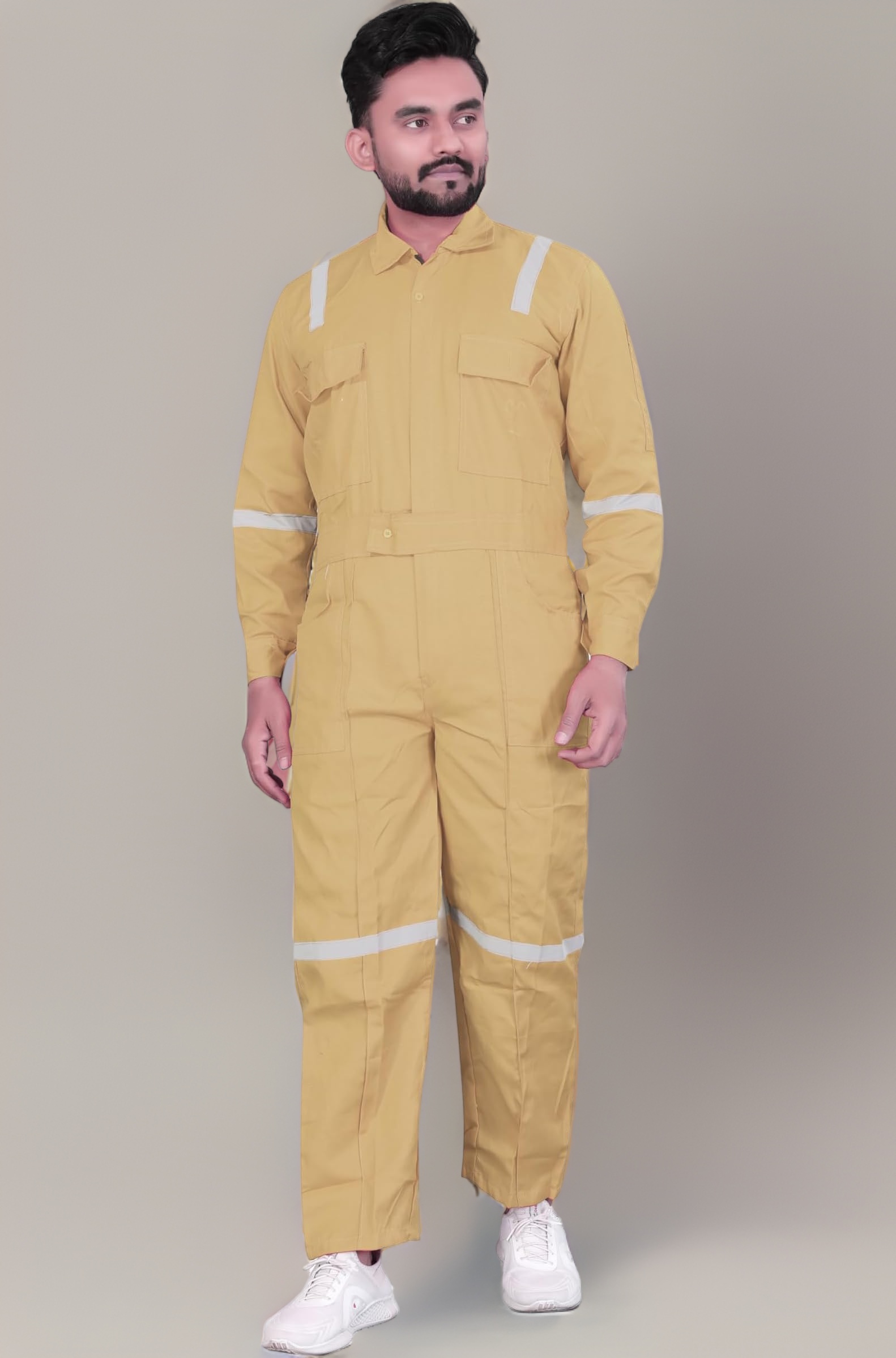 AREEVANZ Men's Cotton Industrial Work WEAR Industrial Coverall Boiler Suit with Reflective Tape