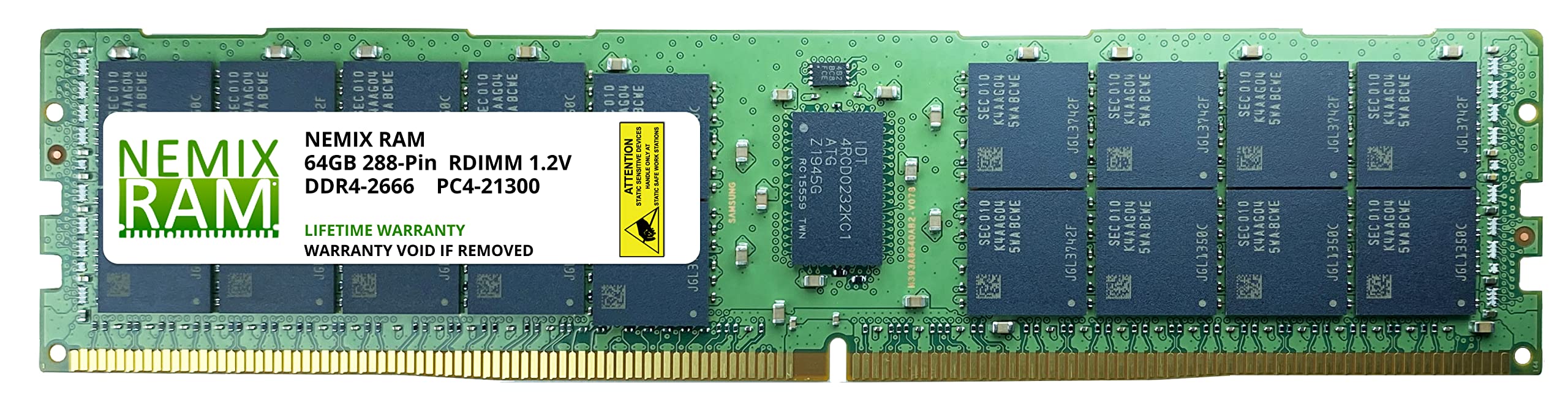 64GB DDR4-2666 PC4-21300 2Rx4 RDIMM ECC Registered Server Memory by NEMIX RAM