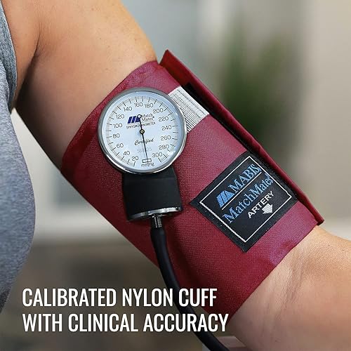 Miniatura 4 de MABIS MatchMates Esfigmomanómetro aneroide y estetoscopio Sprague Rappaport de 31 pulgadas, kit de presión arterial manual con brazalete de nailon