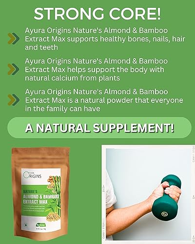 Miniatura 3 de AYURA ORIGINS Nature's Almond & Bamboo Extract Max - Suplemento de calcio a base de plantas (3.53 onzas - 50 porciones) - Bueno para hombres,