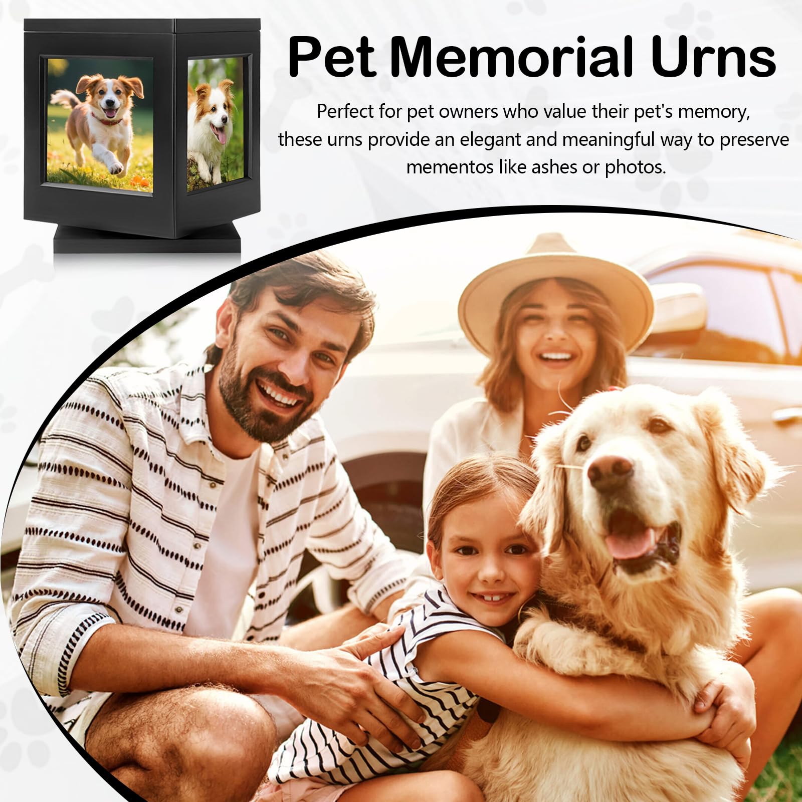 Urne Funéraire pour Chien, Urne Funéraire en Bois avec Cadre Photo Urne pour Animaux de Compagnie urns Doggy Memorial Urne pour Chat Personnalisée Commémoratifs et Funéraires pour Chiens