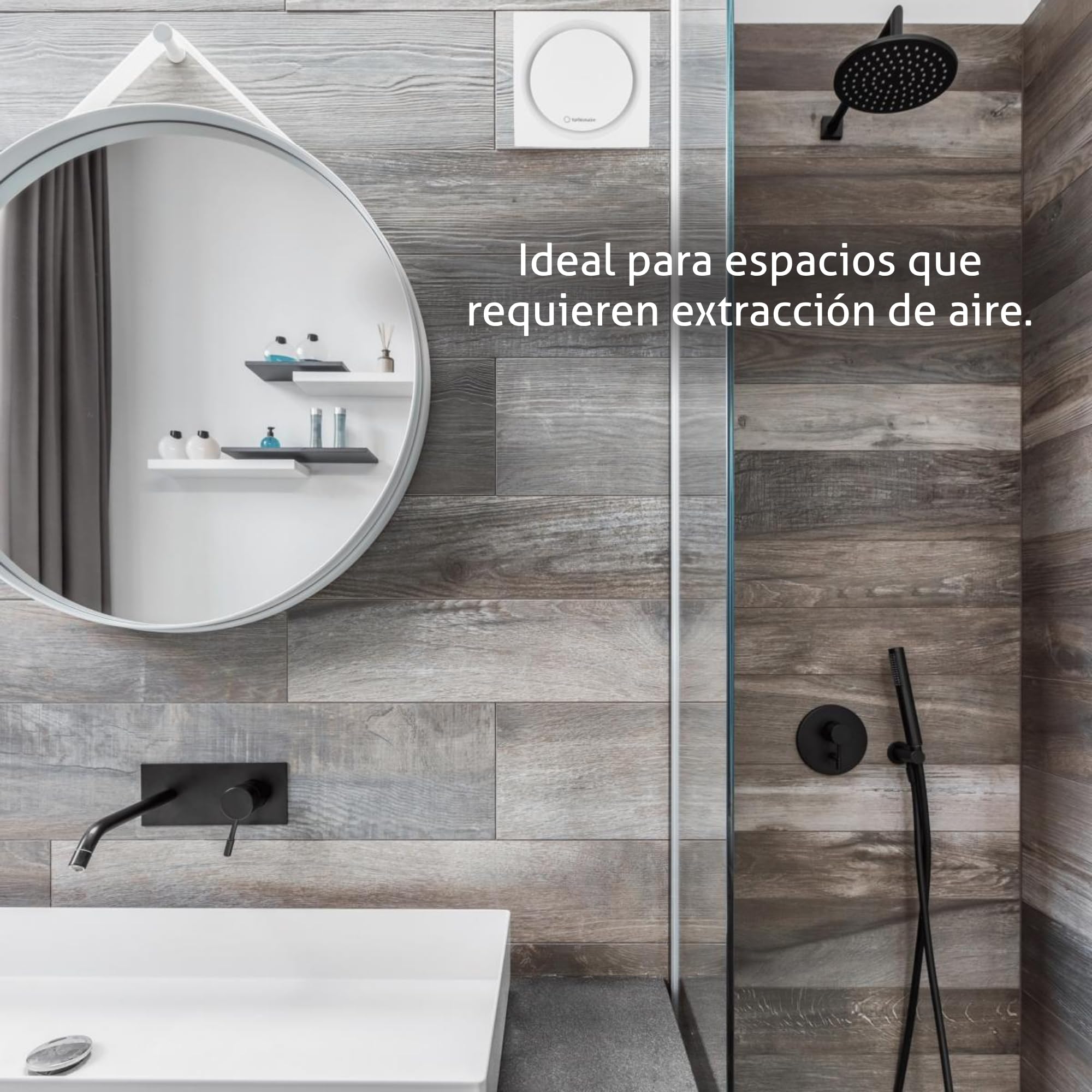 Turbionaire RING 100 SW Extractor de Baño 100 mm Doble aspiración perimetral y frontal, Blanco mate, Ventilación estándar, Para baño, Cocina, Válvula antirretorno, Protección IPX4, Silencioso