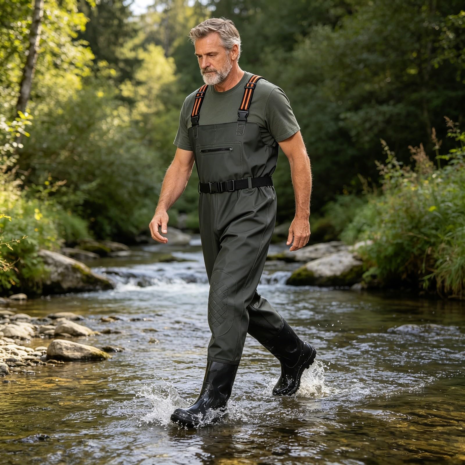 Wathose mit Stiefeln für Herren, wasserdicht, atmungsaktiv, Angel-Wathose, leichter Wat-Overall, für Männer und Frauen, Jagd, Fisch, Overall für Arbeit, Karpfen, Fliegenfischen, Gartenarbeit