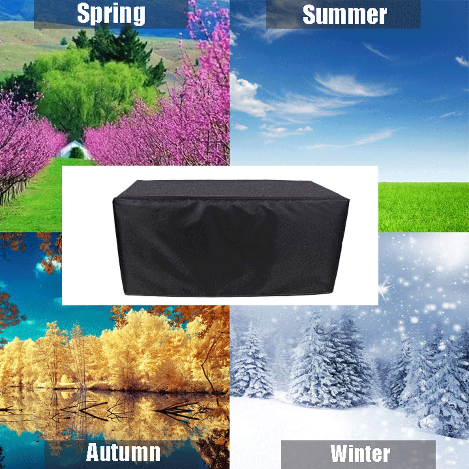 ZCBHSD Funda Negra Para Muebles De Jardín, Cubierta De Mesa 420D Para Exteriores, Resistente, Impermeable, A Prueba De Rasgaduras, Tela Oxford, Cubierta De Mesa De Patio, Resistente Al Viento