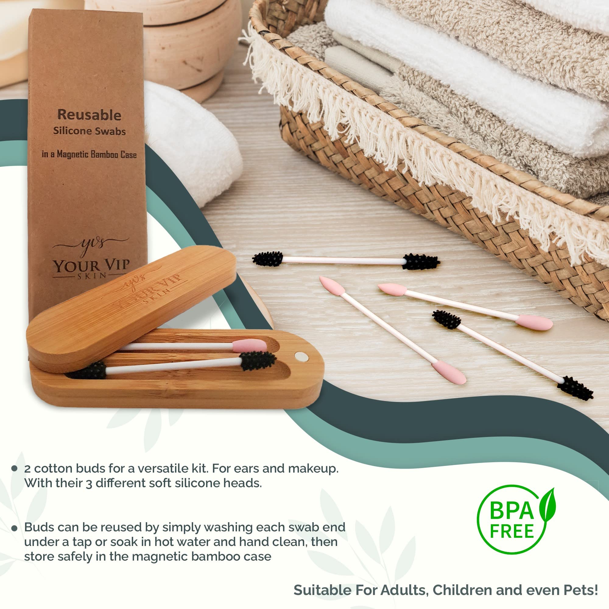 Cotton Fioc Riutilizzabili In Bambù - 2 Pezzi Eco-Friendly Per Pulizia Orecchie E Trucco - Foto 10