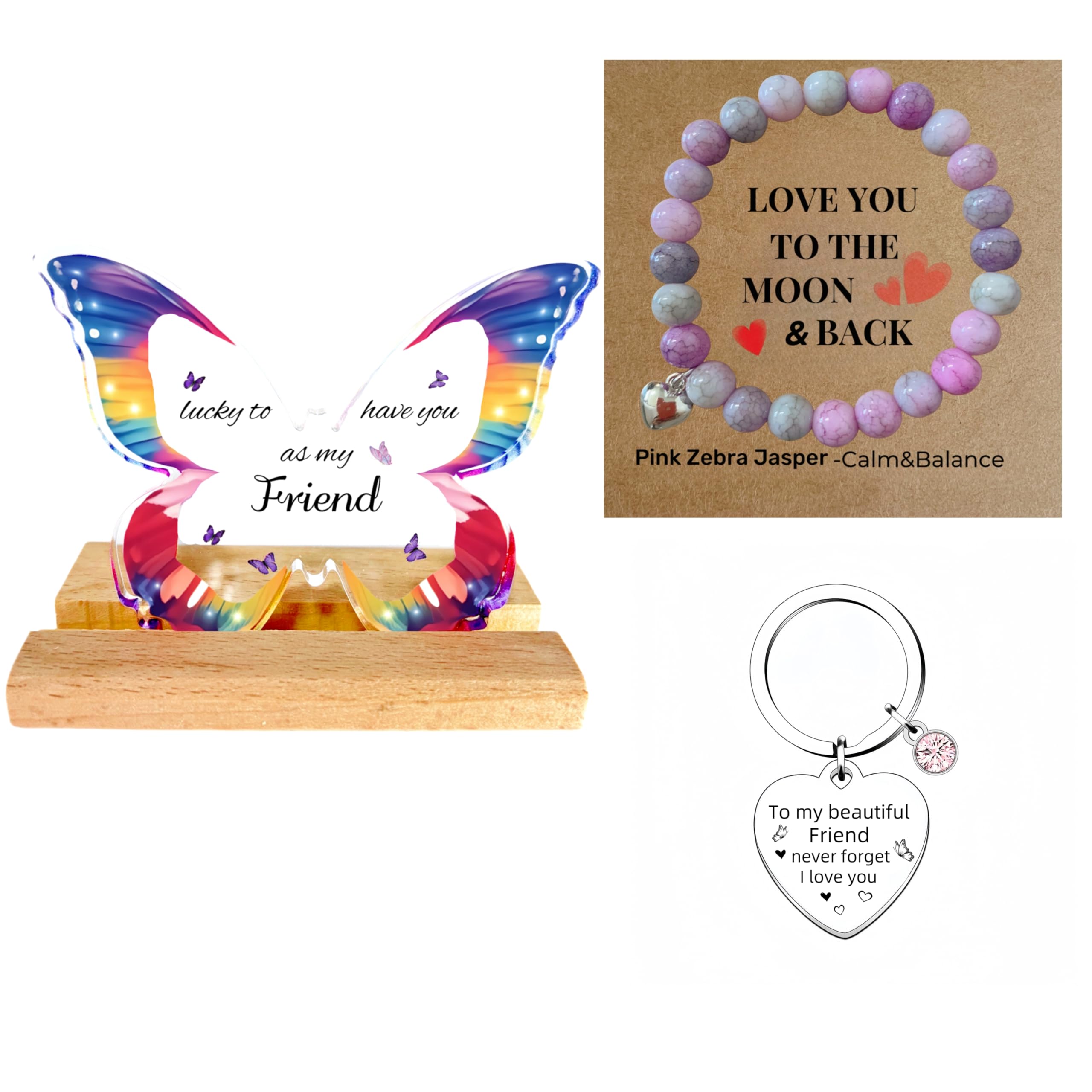 Friendship Gifts for Women, Best Friend Birthday Gifts, Butterfly Stand Set
