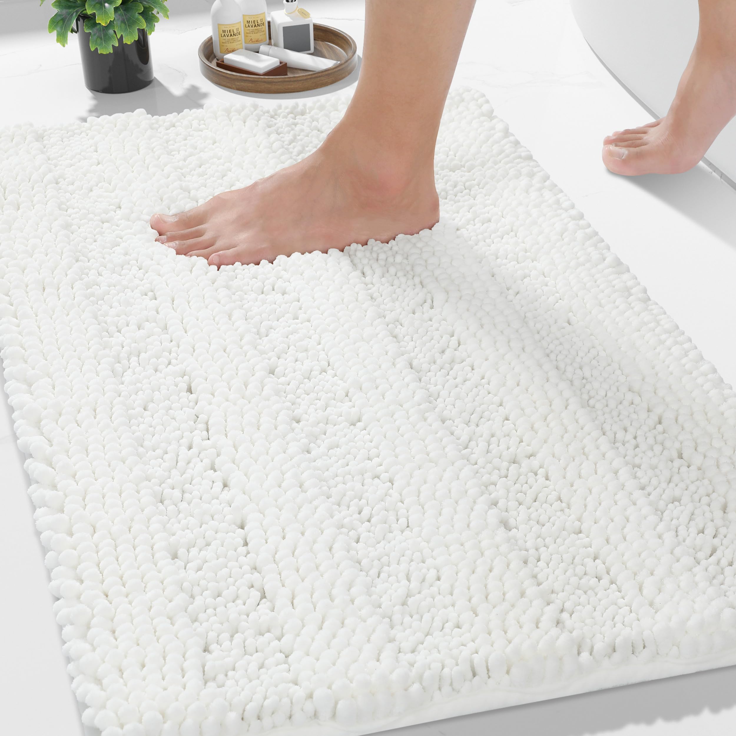 Yimobra Bathroom Rug Mat Non Slip and Super Absorbent Bath Mat Machine Washable Quick Dry Ultra Plush Chenille