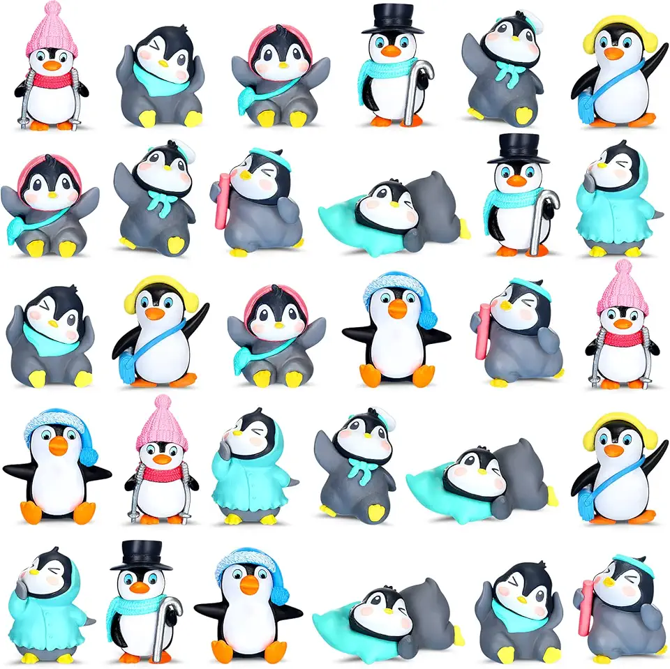 Macarrie 30 Pcs Penguin Figurines Cute Penguin Characters...