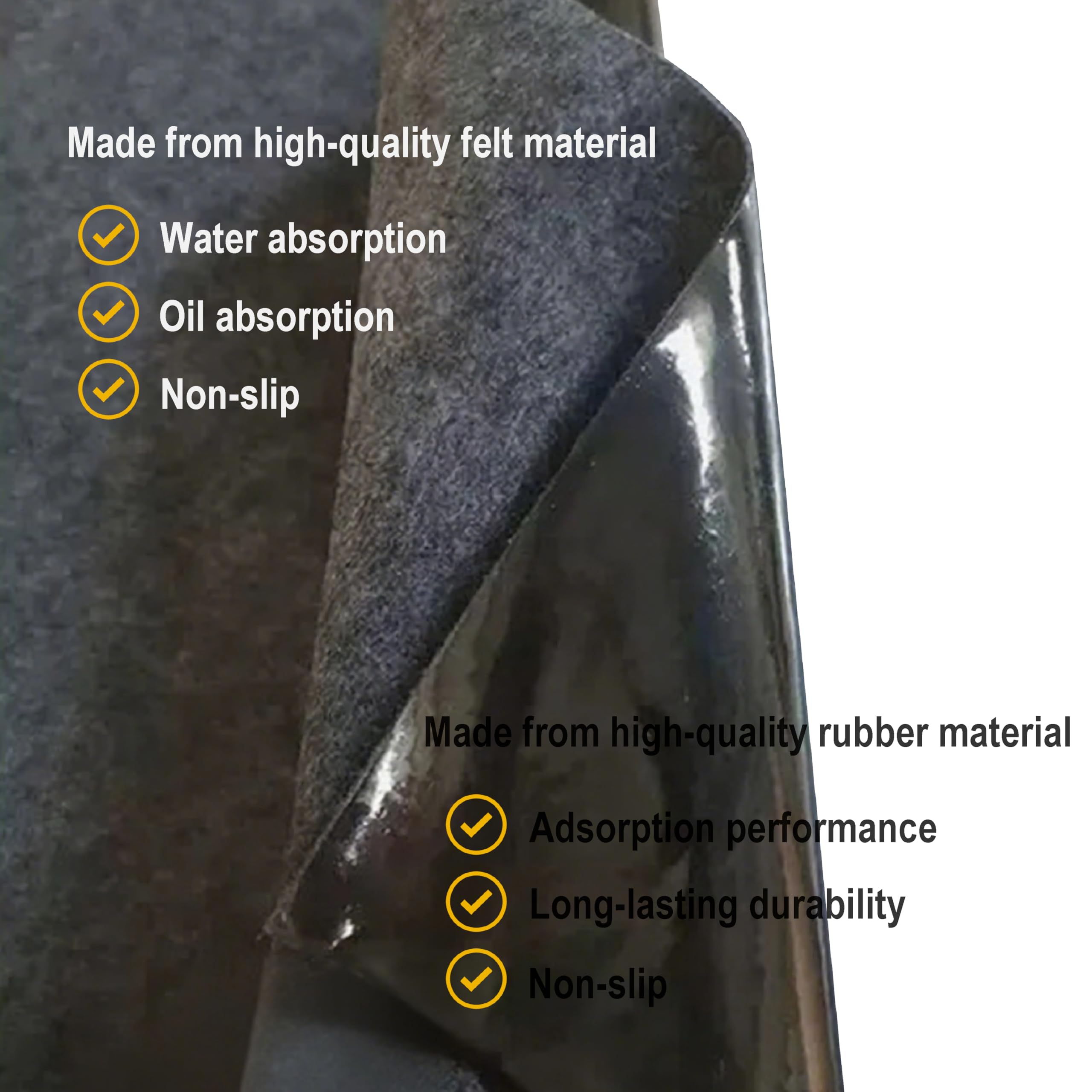 Oil Spill Mat 36x60 Garage Floor Mat for Under Car Motorcycle Premium Absorbent Oil Pad with Waterproof Backing — view 4