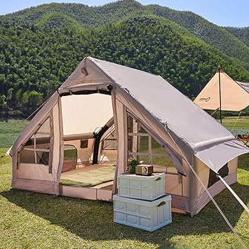 Large 4 8 Person Inflatable Camping Tent with Pump Waterproof Air Yurt Tent for Glamping Easy Setup & Canvas Hot Tent 4 Season Family Cabin Tent for Outdoor Activities Learned extensively
