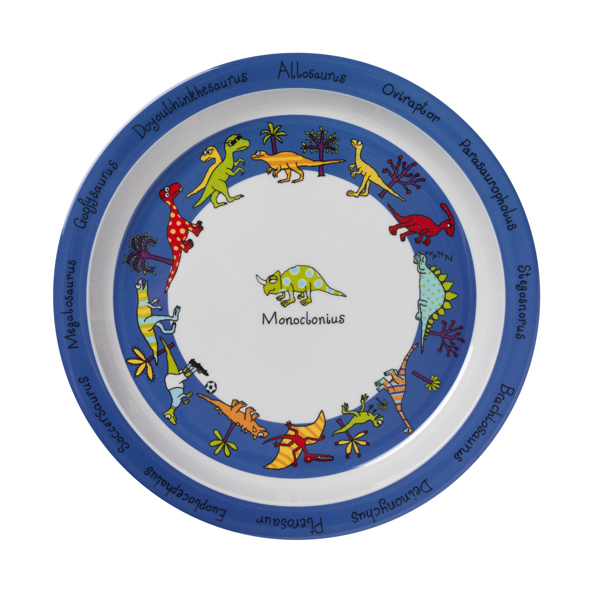 Tyrrell Katz Kids Dinosaurs Printed Plate in Melamine - Dishwasher Safe Children's Outdoor Dining Everyday Tableware - 21.5 cm