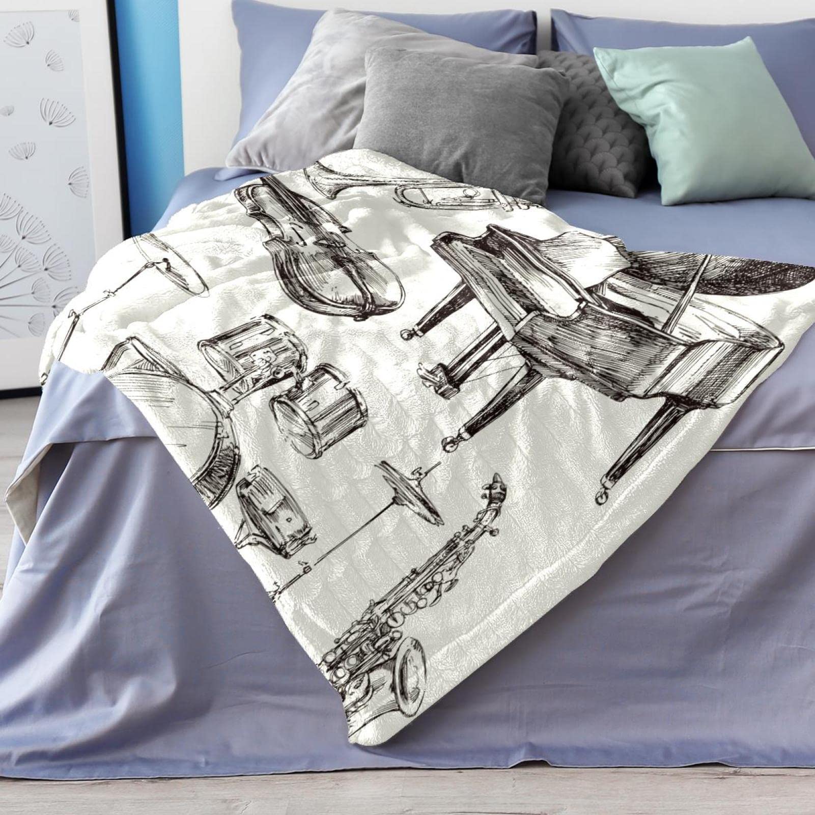 Coperta in pile per strumenti musicali per divano, divano o letto