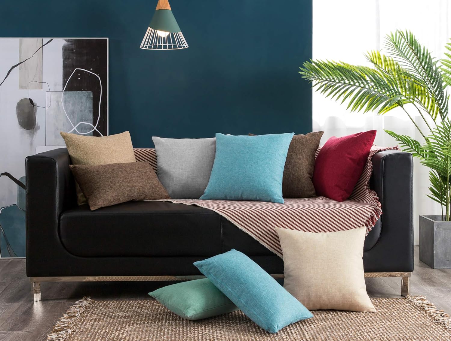 Sunday Praise Linen Decorative Throw Pillow Covers,Classical Square Solid Color Pillow Cases,18x18 Inches Cushion Covers for Sofa Couch Bed&Car,Pack of 2 (Beige) : Home & Kitchen