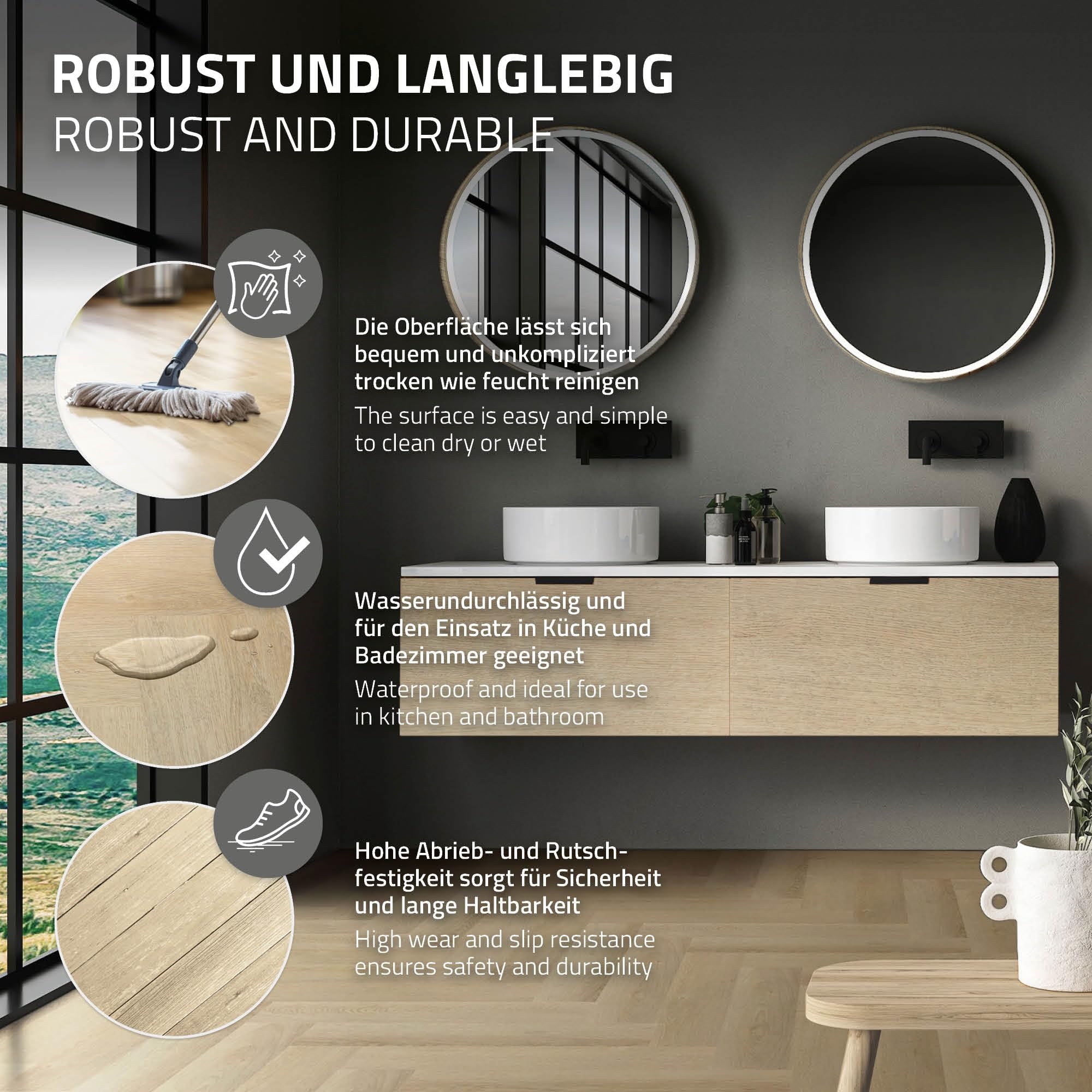 ML-Design Deluxe PVC Bodenbelag, Click Vinyl-Dielen Vinylboden, 61cmx12,8cmx4,2mm, Dicke 4,2mm, 3,12m²/40 Dielen, Fischgrät Eiche Natur, Braun, Holzoptik, rutschfest, wasserfest, Belastungsklasse 34
