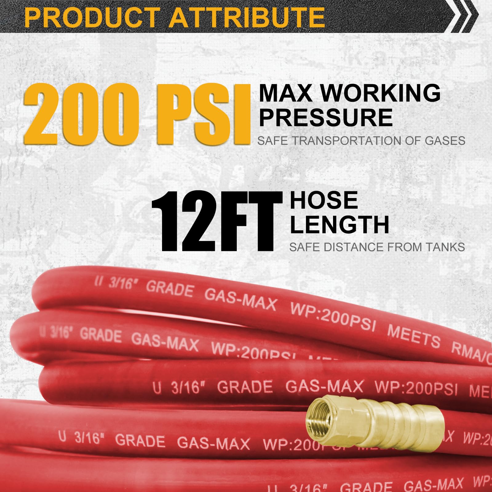 Turbo Torch Style 0386-1090 Ah-12 Manguera de acetileno, 12' Professional Series