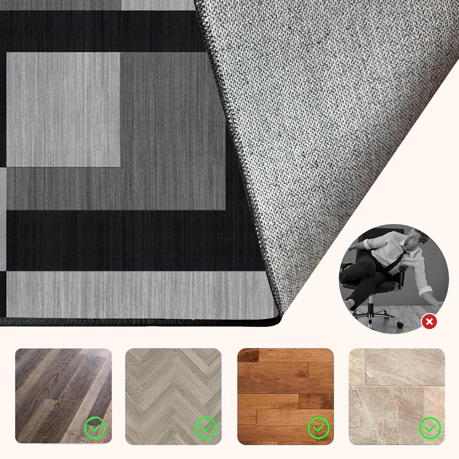 Alfombra Silla Escritorio Oficina Gamer Alfombra para Silla de Oficina para Suelos Duros Antideslizante Protector Suelo Silla Ruedas Alfombrilla de Protección para el Suelo para Parquet 90 x 120 cm