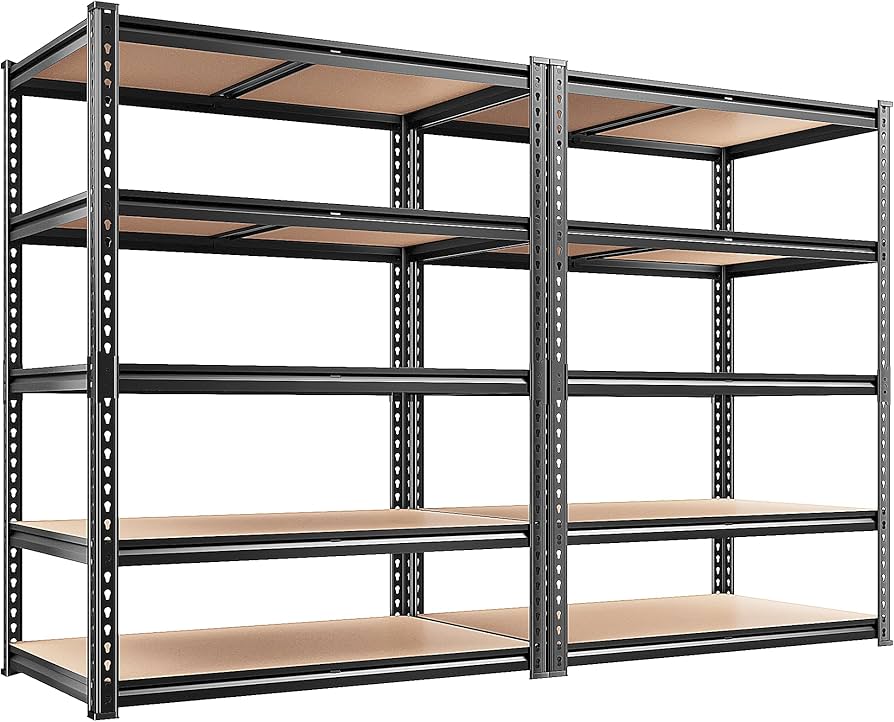 REIBII 5-Tier Metal Shelving Unit Industrial Style 72" H x 35.55" W x 16" D