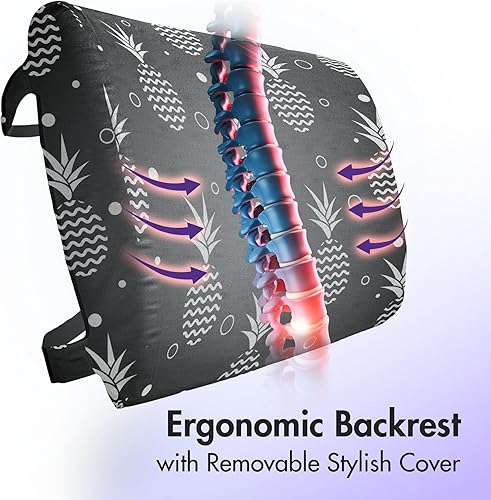 Miniatura 2 de Ambesonne Almohada lumbar tropical de apoyo de espalda, piñas monocromáticas con diseño abstracto en zigzag sobre un fondo de escala de grises,